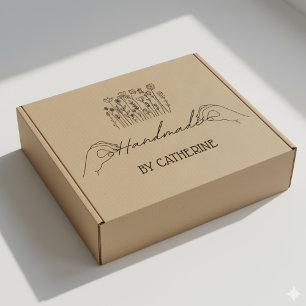 Botanical Handmade by (custom name), Big Large Rubber Stamp