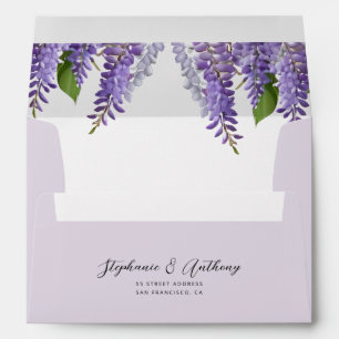 Botanical Hanging Purple Wisteria Wedding  Envelope