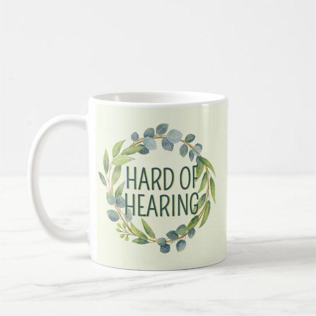 Botanical Hard of Hearing Green Deafness Coffee Mug (Left)