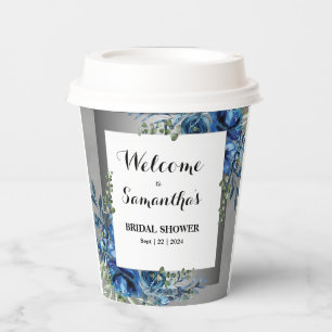 Botanical Harmony: Silver-Trimmed Bridal Shower  Paper Cups