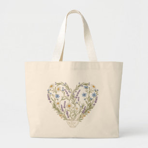 Botanical Heart Apothecary Pharmacy Flower Large Tote Bag