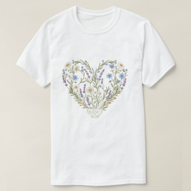 Botanical Heart Apothecary Pharmacy Flower  T-Shirt (Design Front)