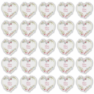 Botanical Heart in Pink and Red Shades Custom Text