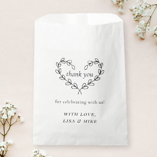Botanical Heart Wreath Wedding Bridal Shower Favour Bags