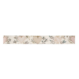 Botanical Hearts Romantic Floral Valentine Pattern Satin Ribbon