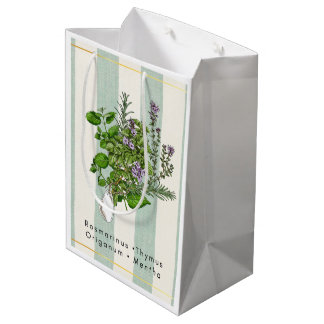 Botanical Herb Garden Medley - Sage Kitchen Art Medium Gift Bag