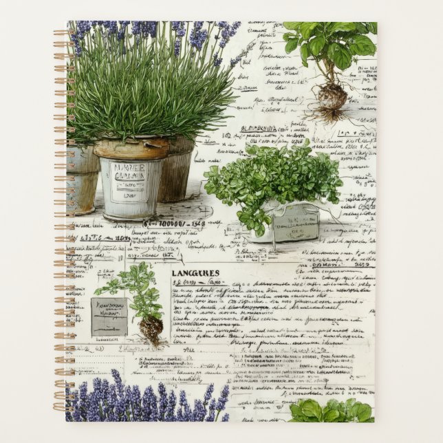 botanical herb, vintage apothecary and lavender planner (Front)