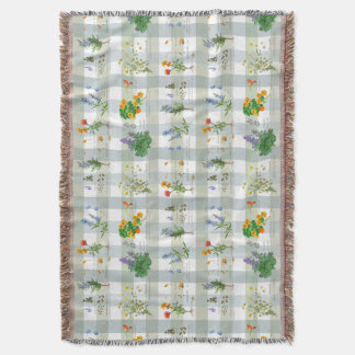 Botanical Herbal checkered Throw Blanket