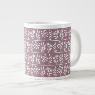 Botanical Herbarium Dusty Rose Mauve Floral Large Coffee Mug