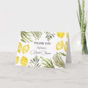 Botanical Herbs Lemons Watercolor Bridal Shower Invitation