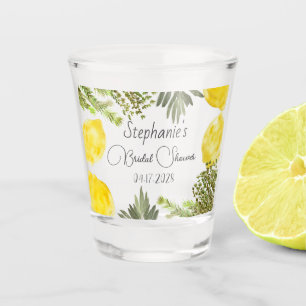 Botanical Herbs Lemons Watercolor Bridal Shower Shot Glass