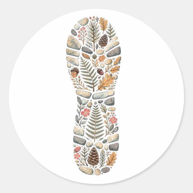Botanical Hiking Boot Trail Print Nature Sticker (Front)