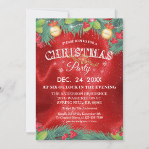 Botanical Holiday Family Reunion Christmas Party Invitation