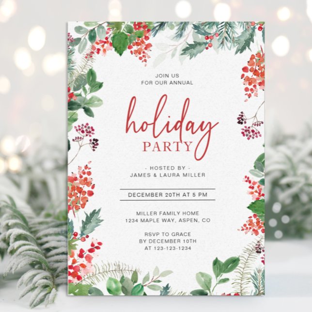 Botanical Holiday Party Invitation (Creator Uploaded)