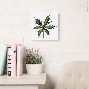 BOTANICAL HOLLY SQUARE WALL CLOCK