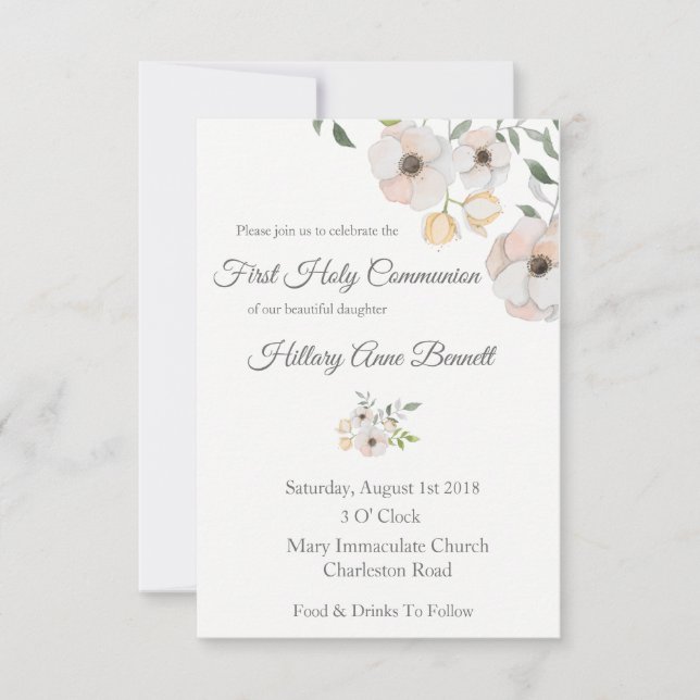 Botanical Holy Communion Invitation (Front)