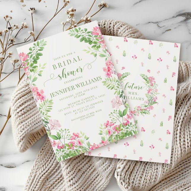 Botanical Hot Pink Floral Bridal Shower Invitation (Creator Uploaded)