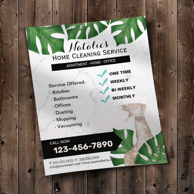 Botanical House Cleaning Maid Service Marble Flyer (Creator Uploaded)
