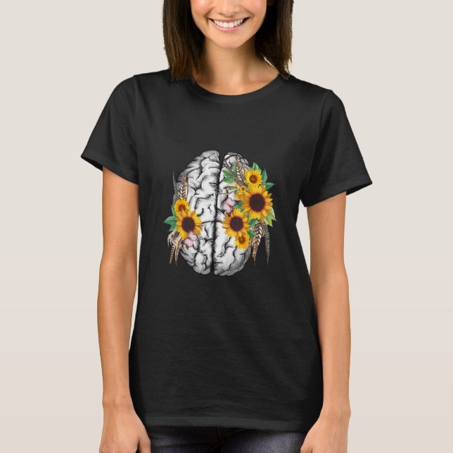 Botanical human brain mental health artistic anato T-Shirt (Front)