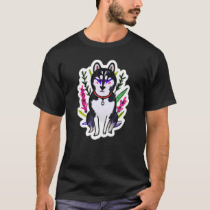 Botanical Husky Dog Cool Malamute Men Women Kids R T-Shirt