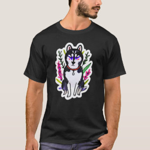Botanical Husky Dog Cool Malamute Men Women Kids R T-Shirt