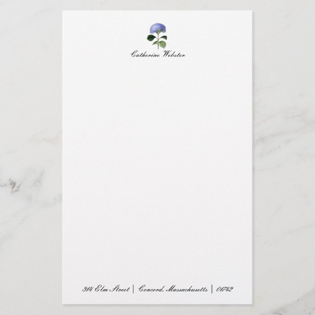 Botanical Hydrangea Stationery (Front)