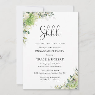 Botanical Hydrangeas Surprise Engagement Party Invitation