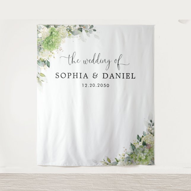 Botanical Hydrangeas Wedding Backdrops Banner  Tapestry (Front)