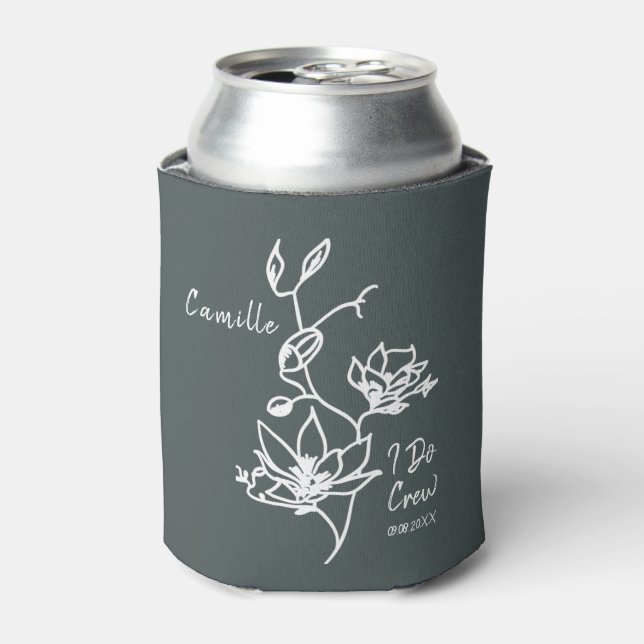 Botanical I Do Crew Bridesmaid Bridal Party  Can Cooler (Can Front)