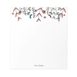 Botanical Illustrated Modern Personalized Name Notepad