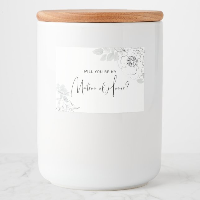 Botanical Illustration Matron Honour Candle Label (Front)