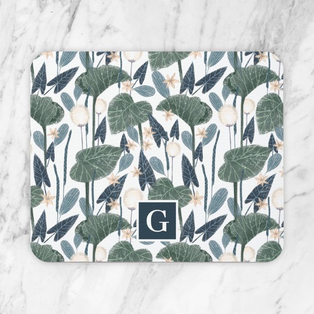 Botanical Illustration Plant Mum Monogram Mouse Pad (Creator Uploaded)