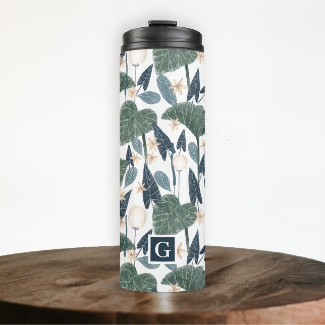 Botanical Illustration Plant Mum Monogram Thermal Tumbler (Creator Uploaded)