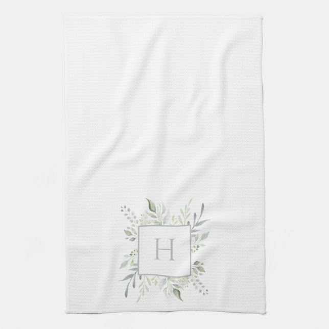 Botanical Initial Monogram Tea Towel (Vertical)