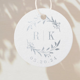 Botanical Initials Wedding Monogram Favour Tags