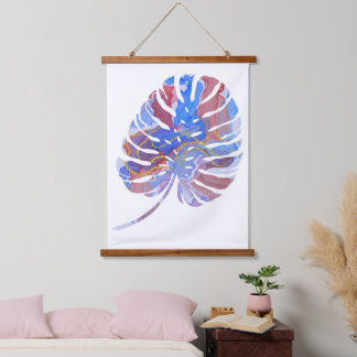 Botanical Ink Art Wood Topped Wall  Hanging Tapestry