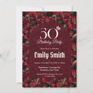 Botanical Inspired Lilies Themed Girl Birthday Invitation