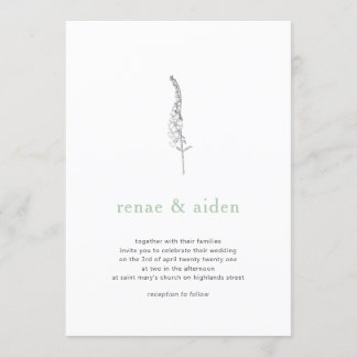 Botanical Invitation, Minimal floral wedding Invitation