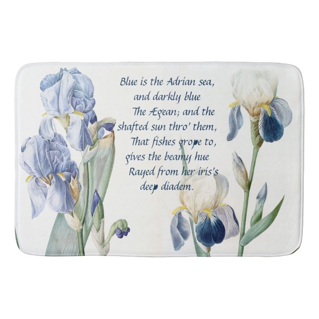 Botanical Iris Floral Flowers Poem Bath Mat (Front)