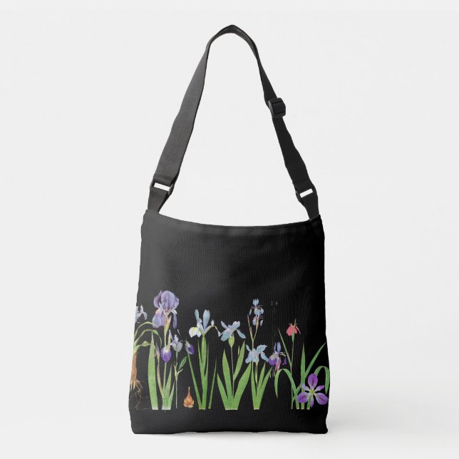 Botanical Iris Flowers Floral Garden Tote (Front)