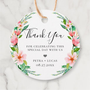 Botanical Island Floral Wreath Favour Tags