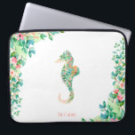 Botanical Island Seahorse Laptop Sleeve<br><div class="desc">Beautiful watercolor botanical island flowers and foliage and seahorse shape,  personalised laptop sleeve.</div>