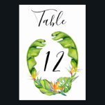 Botanical Island Wreath Wedding Table Number Card<br><div class="desc">Watercolor island botanical leaves and birds of paradise floral wreath,  wedding table number cards. Customise text font style,  colour and size. Designed to match our Botanical Island Collection.</div>