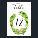 Botanical Island Wreath Wedding Table Number Card<br><div class="desc">Watercolor island botanical leaves and birds of paradise floral wreath,  wedding table number cards. Customise text font style,  colour and size. Designed to match our Botanical Island Collection.</div>