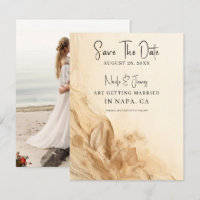 Botanical Ivory Cream Bohemian Textured Save Date