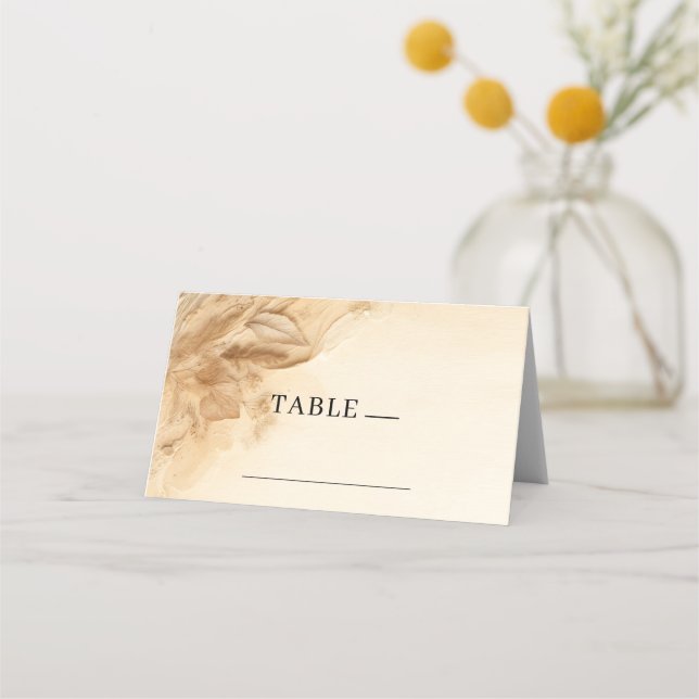 Botanical Ivory Cream Bohemian Textured Table  Place Card (Front)