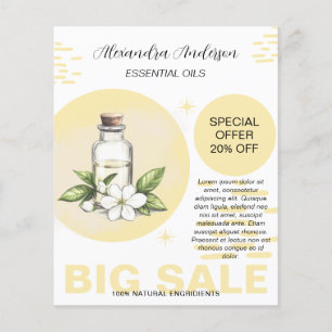 Botanical Jasmine Essential Oils Watercolor Floral Flyer