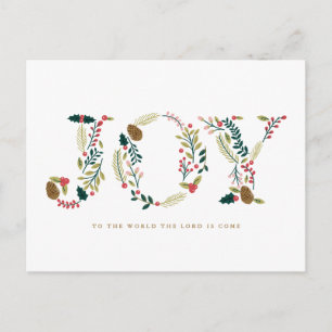 Botanical Joy Christmas Greeting Holiday Postcard