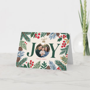Botanical Joy Family Photo Christmas Holiday Card