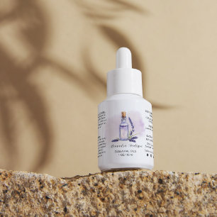 Botanical Lavender Essential Oils Watercolor Label